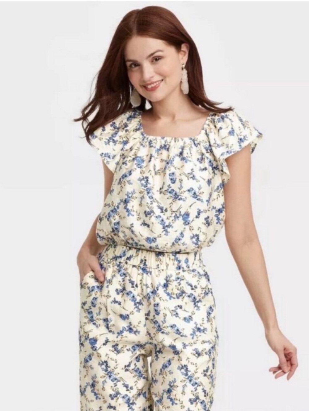 A New Day Off Shoulder Flutter Sleeve Floral Blouse Size S | NWT